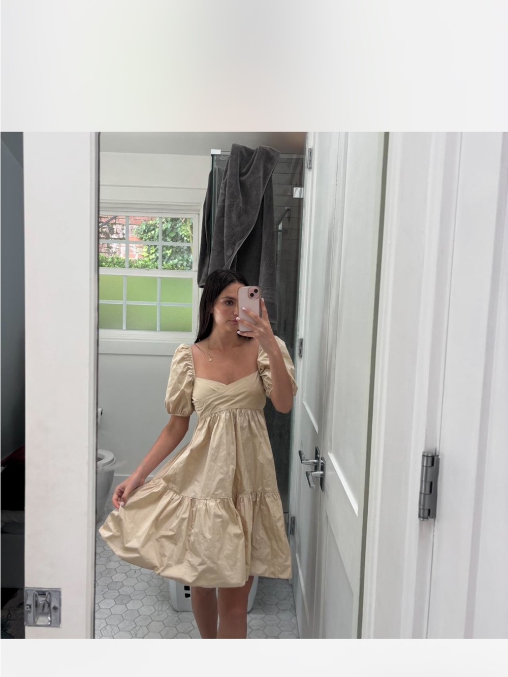 Wilfred Cream Puff-Sleeve Tiered Mini Dress